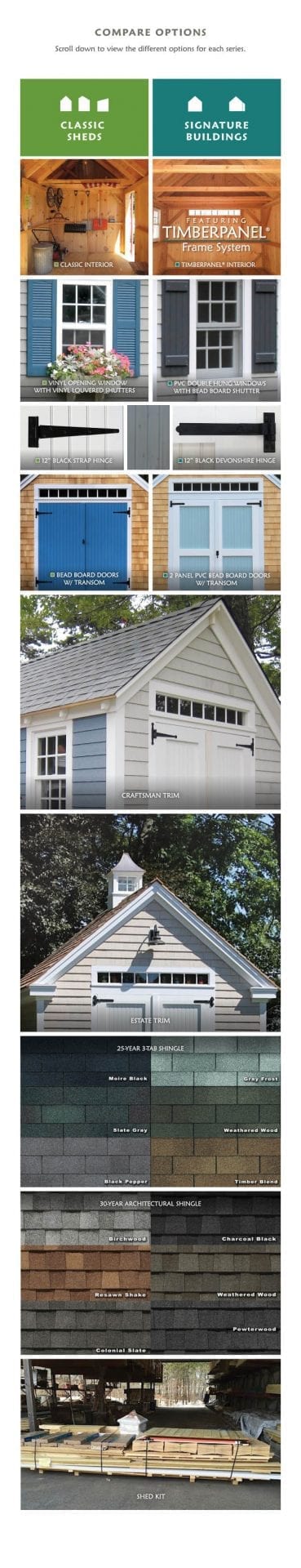 Classic and Signature shed feature comparison